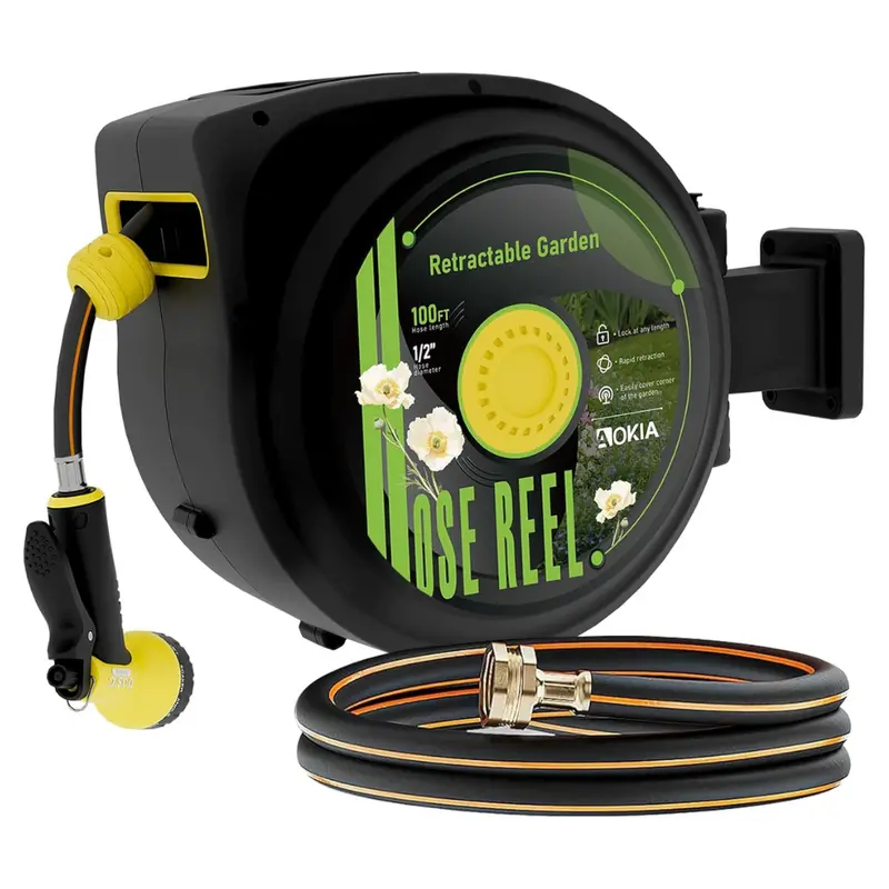 1/2 X 100-Ft Wall-Mounted Heavy Retractable Garden Hose Reel 1