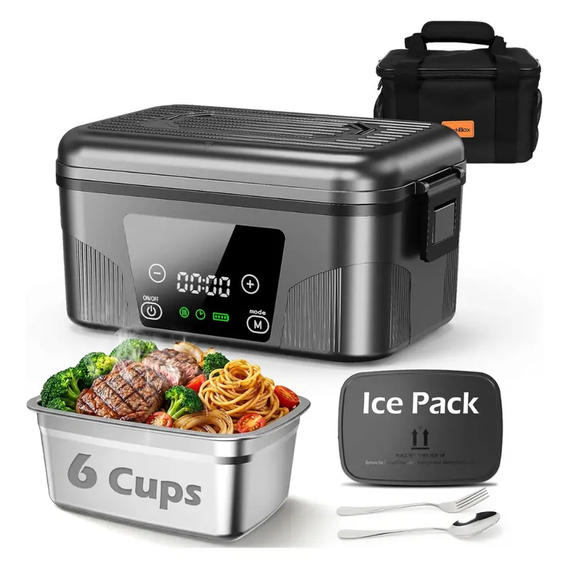 1.5L Cordless Electric Food Warmer Lunch Box With Scheduled Heating 1