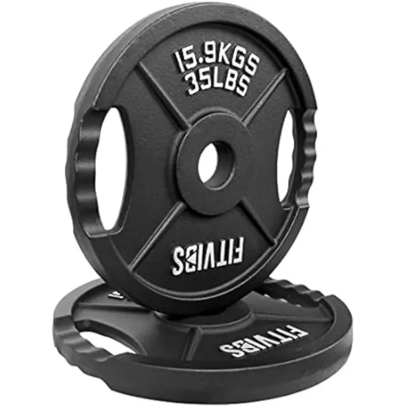 1-Pair 35-Lb Fitvids Olympic 2" Cast Iron 2-Hole Style Weight Plate Set 1
