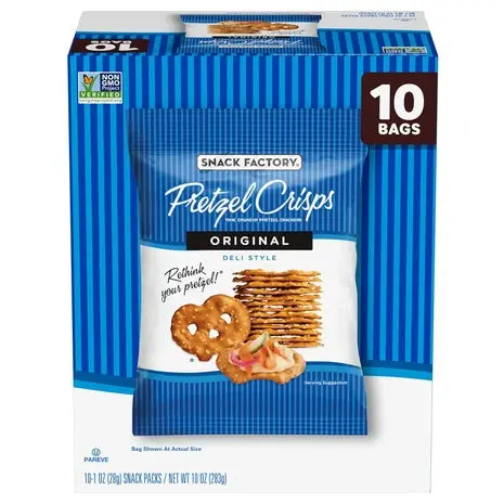 10 Bags Of Snack Factory Original Pretzel Crisps 1