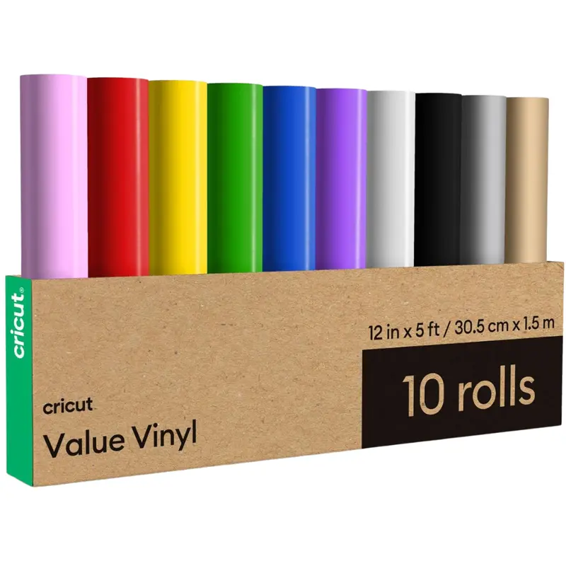 10-Count 12"X 5' Cricut Value Rainbow Permanent Vinyl Rolls 1