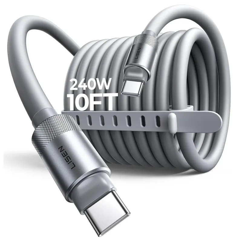 10-Ft Lisen 100W Silicone Usb-C To Usb-C Fast Charging Cable 1
