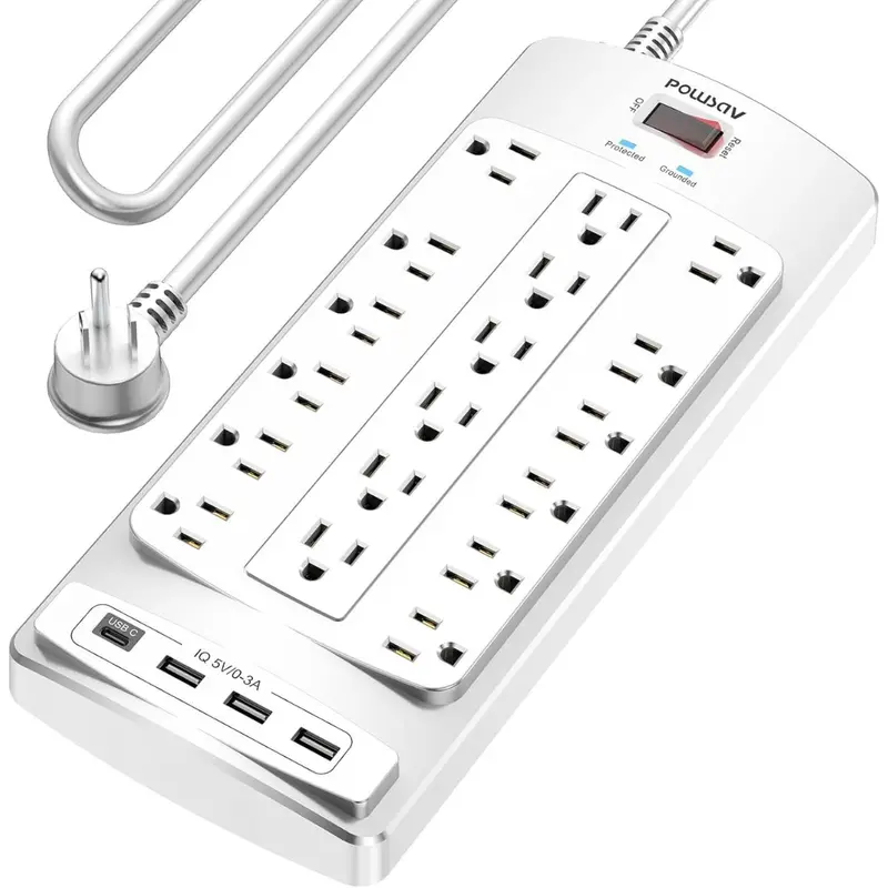 10-Ft Surge Protector Heavy Duty Power Strip W/ 18-Outlets & 4 Usb Ports 1