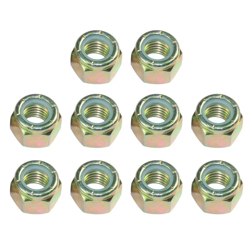 10-Pack 1/2" Nylon Carbon Steel Insert Lock Nuts (Grade 4.8) 1