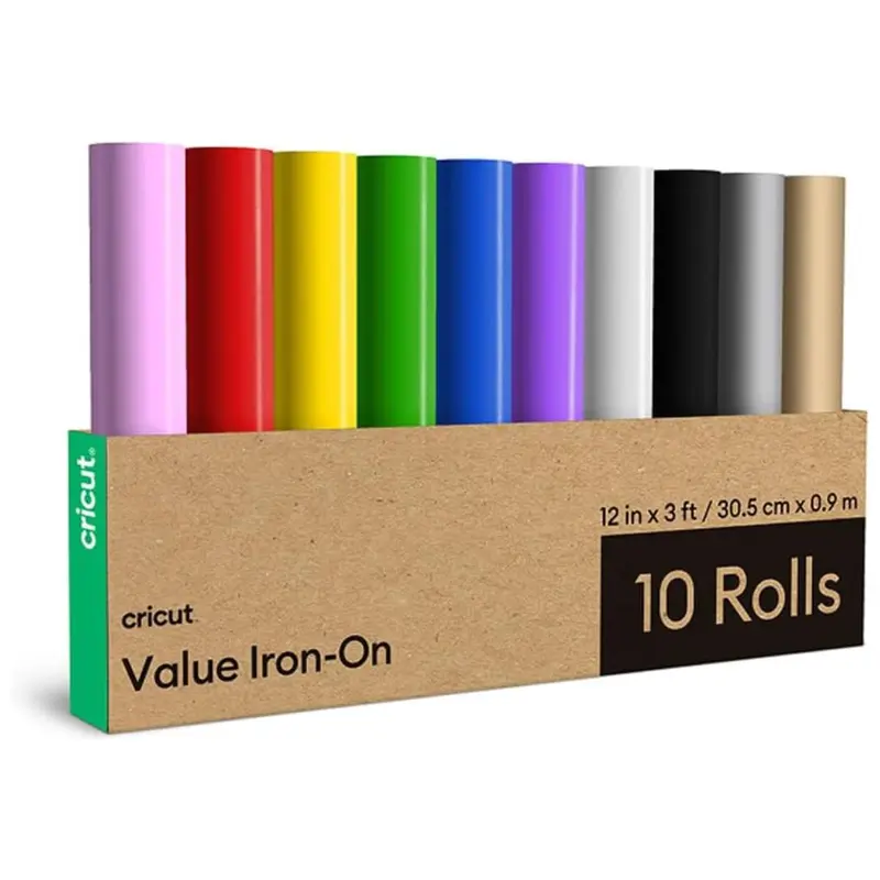 10-Pack 12" X 3Ft Cricut Value Iron-On Vinyl Rainbow Sampler 1