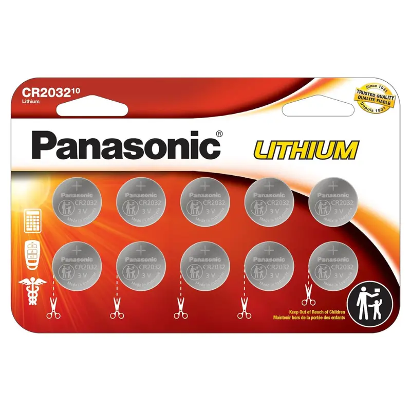 10-Pack Panasonic Cr2032 3V Long Lasting Lithium Coin Cell Batteries 1