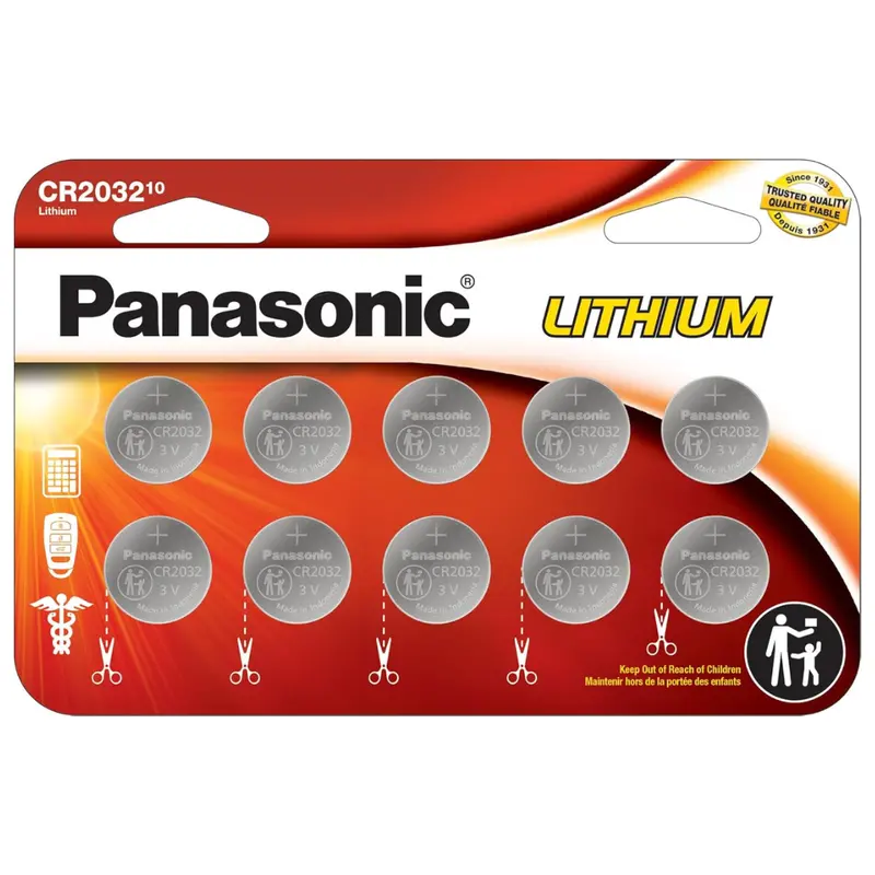 10-Pack Panasonic Cr2032 3V Long Lasting Lithium Coin Cell Batteries 1