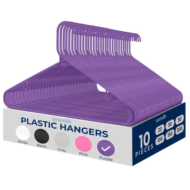 10-Pack Serenelife Premium Plastic Hangers (3 Colors) 1