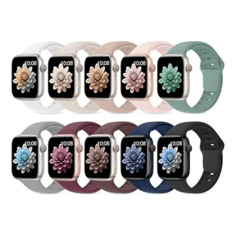 10-Pack Silicone Bands Compatible With Apple Watch 1