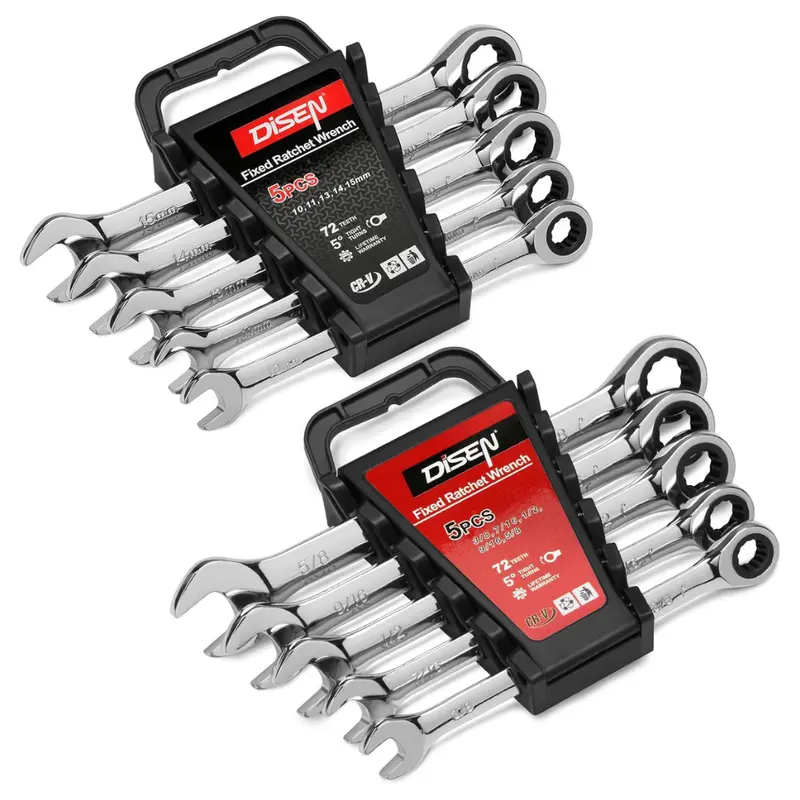 10-Piece Disen Ratcheting Wrench Set Sae & Metric Ratchet Wrench Set 1