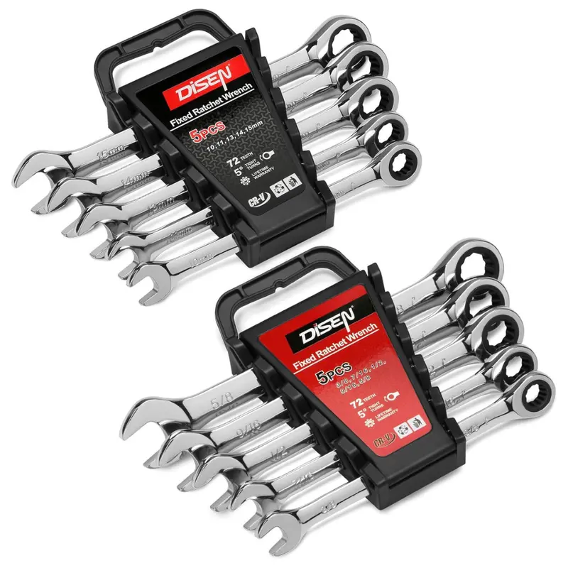10-Piece Disen Ratcheting Wrench Set Sae & Metric Ratchet Wrench Set 1