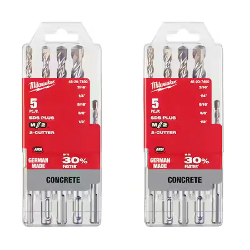 10-Piece Milwaukee Sds-Plus 2-Cutter Carbide Hammer Drill Bit Set 1
