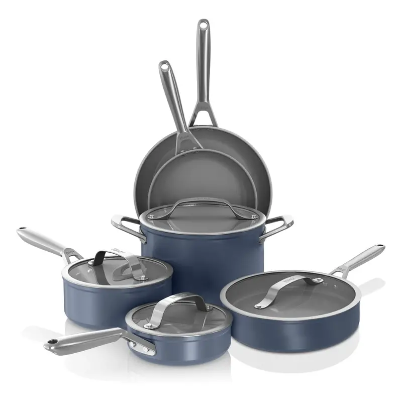 10-Piece Ninja Ceramic Pro Non-Stick Pots & Pans Cookware Set W/ Glass Lids 1