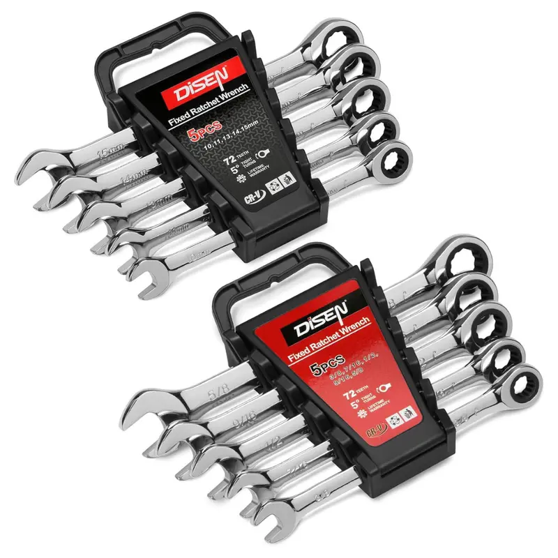 10-Piece Ratcheting Wrench Set Sae & Metric Ratchet Wrench Set 1