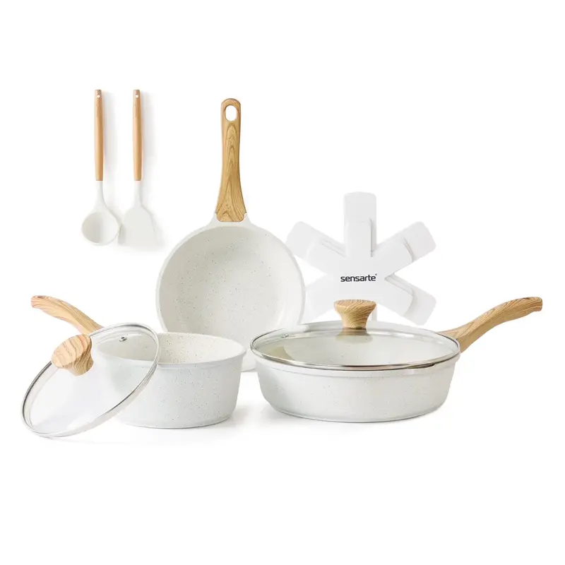 10-Piece Sensarte Ceramic Healthy Nonstick Cookware Set 1