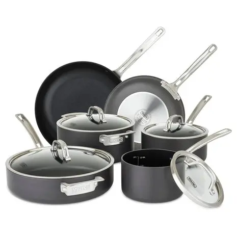 10-Piece Viking Hard Anodized Non-Stick Pots And Pans Set With Glass Lids 1