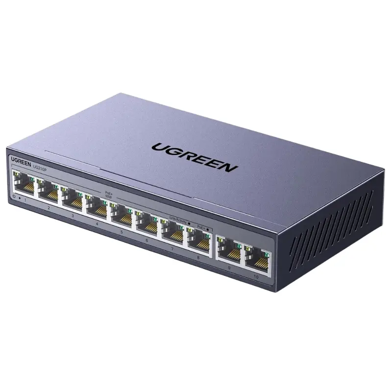 10-Port Ugreen Poe Gigabit Switch W/ 8 Poe+@60W & 2 Uplink 1