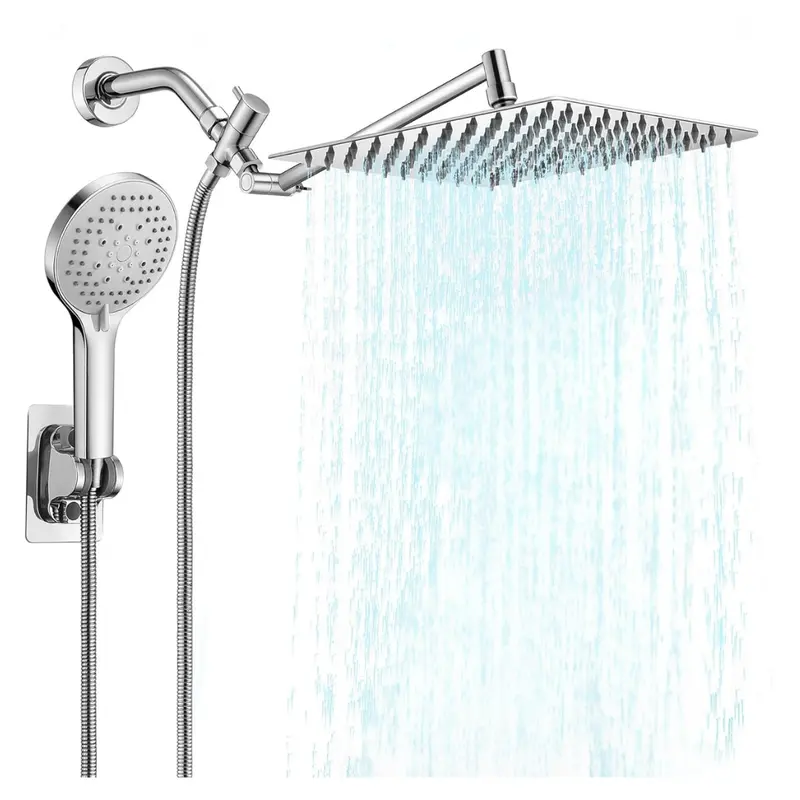 10" Stainless Steel Rainfall Shower Head & Handheld Combo 1