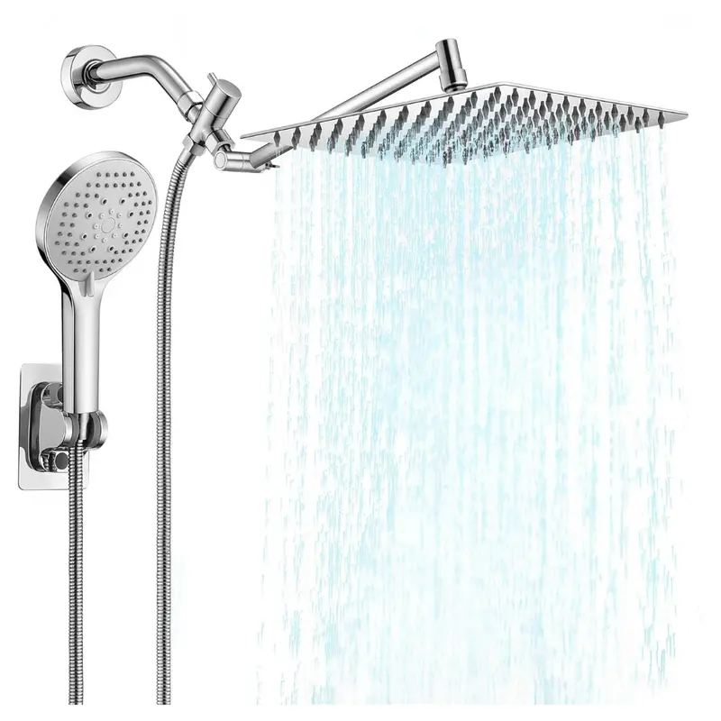 10" Stainless Steel Rainfall Shower Head & Handheld Combo 1