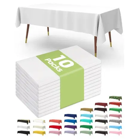 10 White 54 X 108 Disposable Tablecloths 1