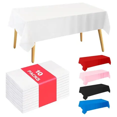 10 White 54 X 108 Disposable Tablecloths 1