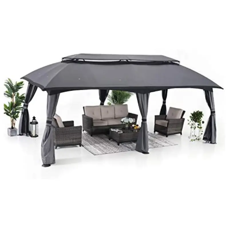 10 X 20Ft Outdoor Gazebo With Mosquito Netting & Double Roof 1