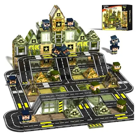 100 Army Magnetic Tiles With Soldiers 1