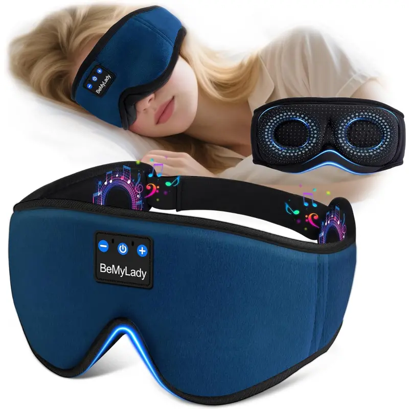 100% Blackout 3D Sleep Mask With Bluetooth Headphones 1