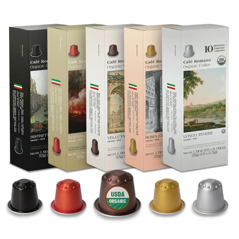 100-Count Cafe Romano Organic Coffee Pods For Nespresso Original (Variety) 1