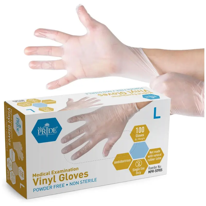 100-Count Med Pride Medical Vinyl Examination Gloves 1