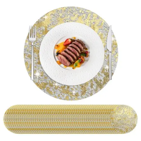 100 Disposable Metallic Gold Mesh Placemats 1