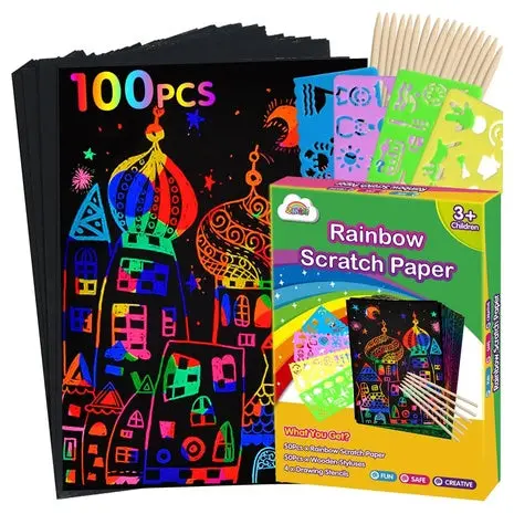 100 Magic Art Craft Rainbow Scratch Paper 1