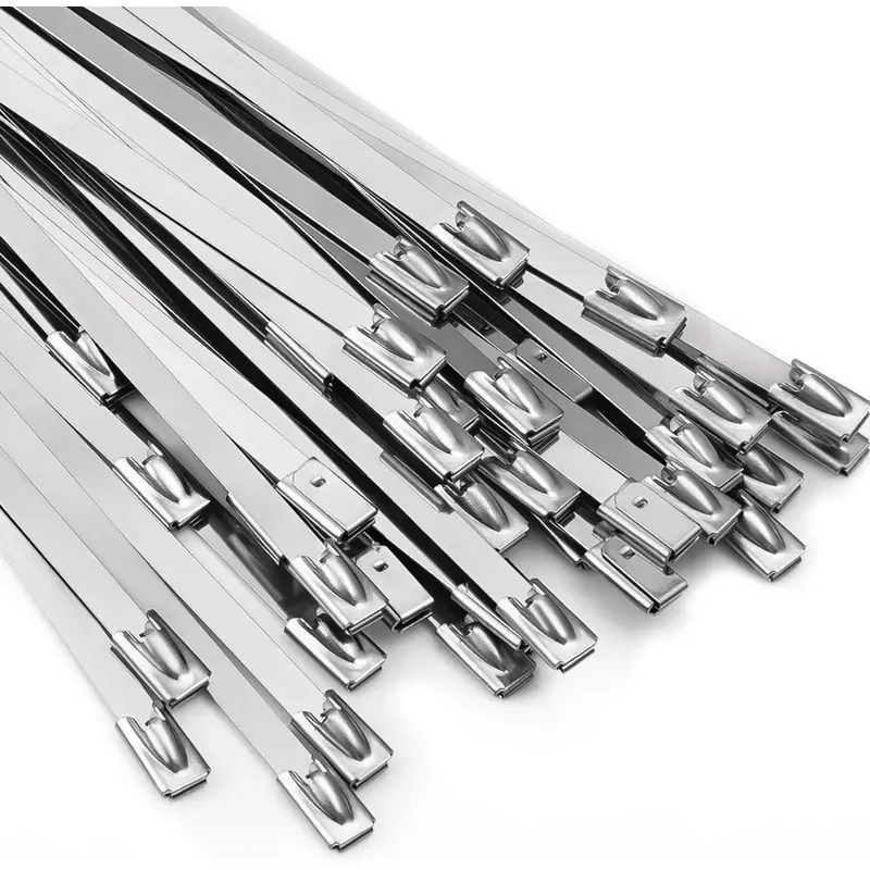 100-Pack 11.8" Self-Locking Stainless Steel Metal Zip Ties 1