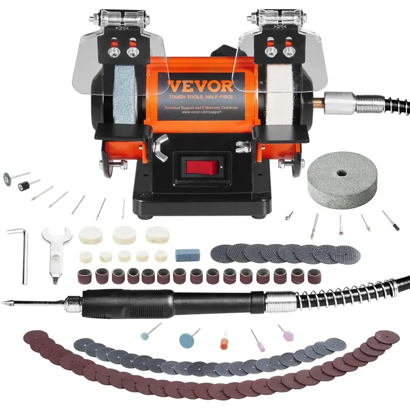 100-Piece Vevor 3590Rpm Bench Buffer Polisher Kit 1