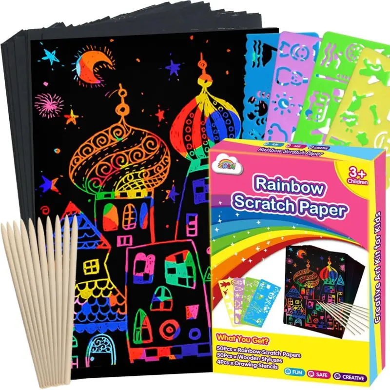 100-Piece Zmlm Scratch Paper Art Set 1