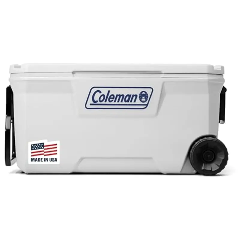 100-Qt Coleman Marine Cooler W/ Uv Guard Lid & Wheels 1