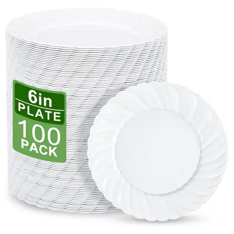 100 White Or Ivory Dessert Plates 1