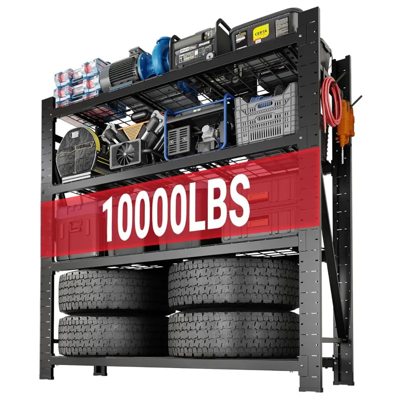10000Lbs Fleximounts 4-Tier Industrial Shelving Unit With 4 Hooks 1
