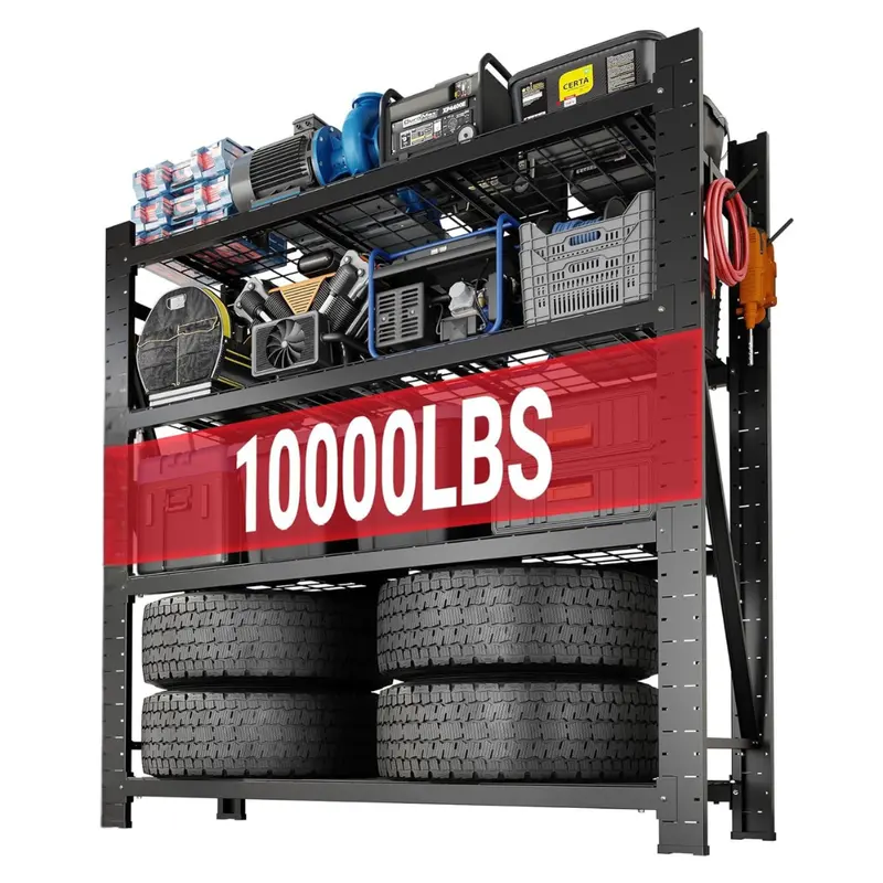 10000Lbs Fleximounts 4-Tier Industrial Shelving Unit With 4 Hooks 1