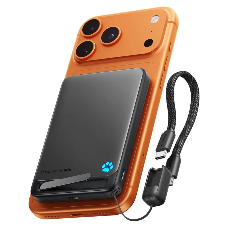 10000Mah Iniu Qi2 Certified 15W Magsafe Power Bank & 45W Pd W/ Usb-C Cable & Stand 1