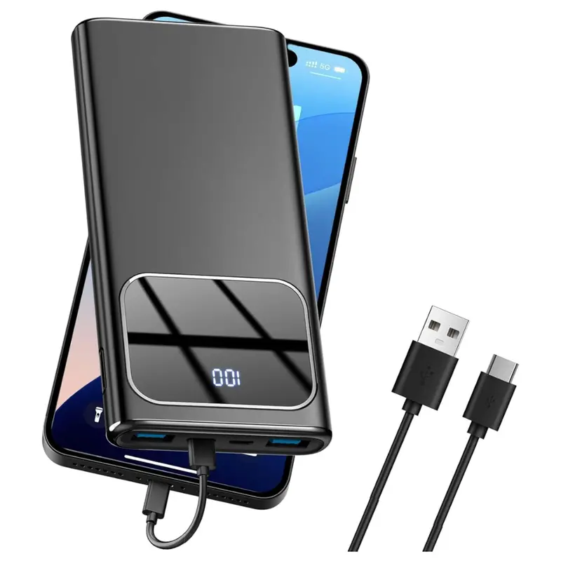 10000Mah Portable Power Bank With Pd 5A/3W Fast Charging , Usb C In & Out 1