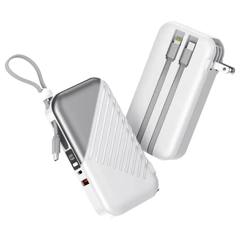 10000Mah Portable Usb C 27W Power Bank With Built In Cable 1