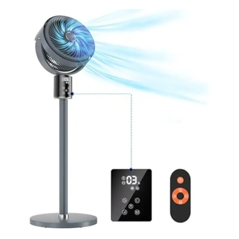 100Ft Circulair Oscillating Standing Fan With Touch And Remote Control 1