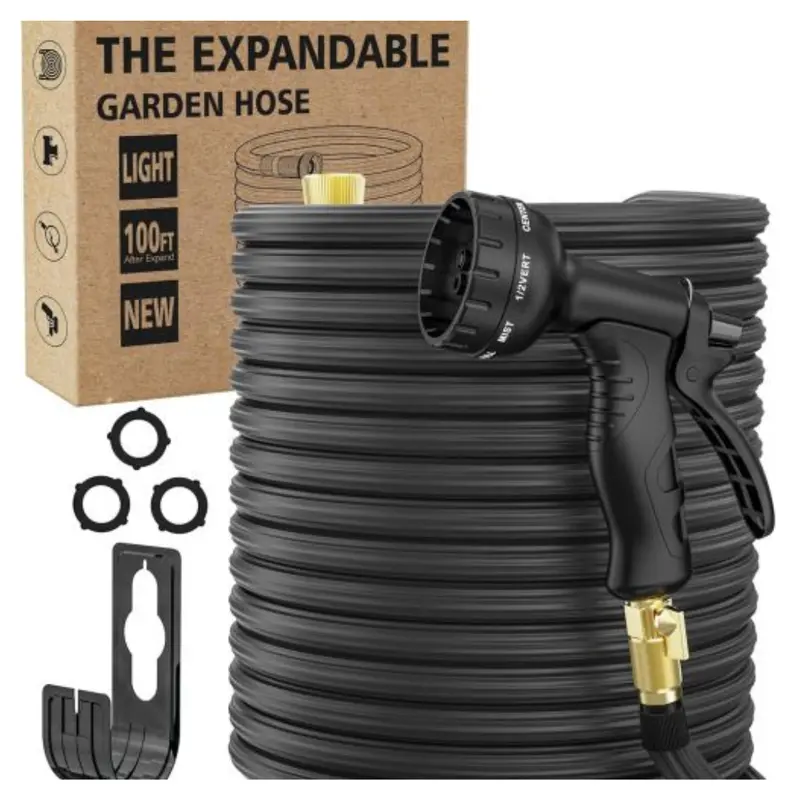 100Ft Expandable Garden Hose With 10-Function Spray Nozzle 1