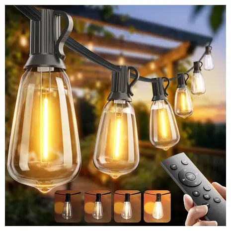 100Ft Led Outdoor String Lights With Remote 1