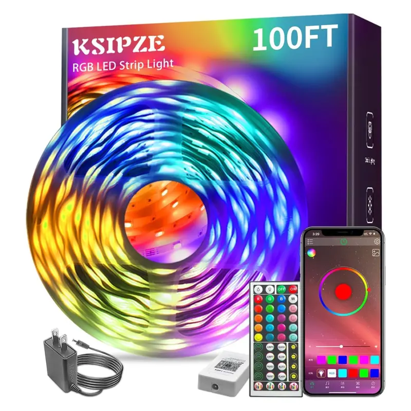 100Ft Music Sync Color Changing Led Strip Lights 1