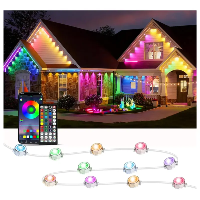 100Ft Rgb Led Eaves Lights With Remote Control 1