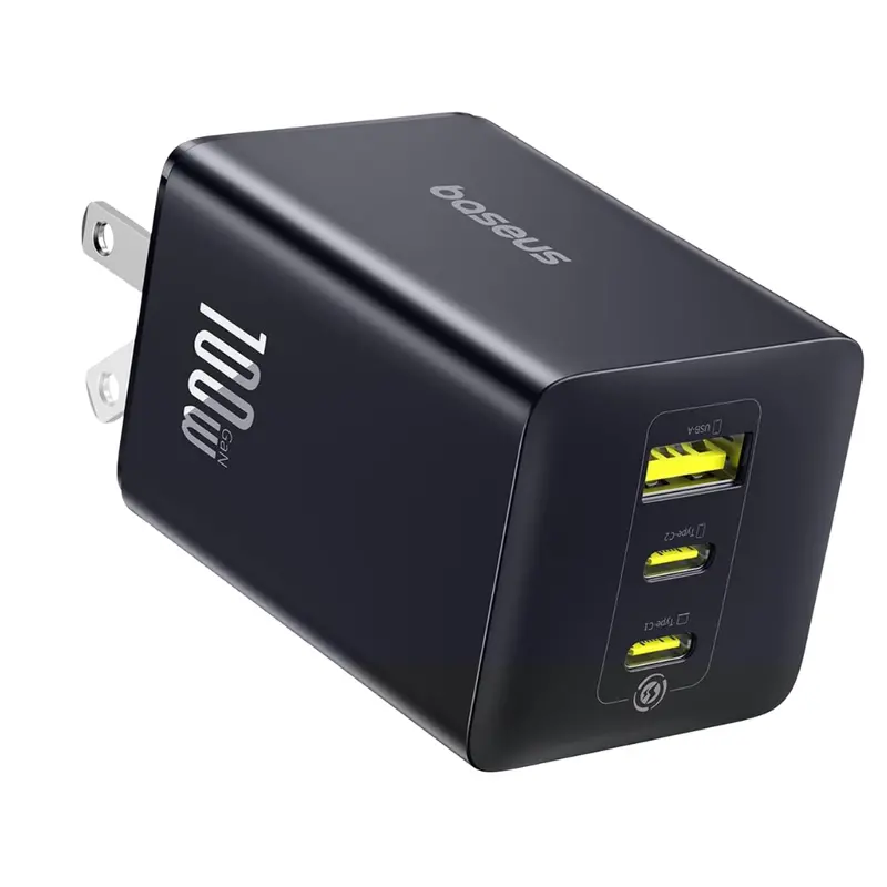 100W Baseus Enerfill 3-Port Usb-C Gan Wall Charger (2X Usb-C & Usb-A) 1