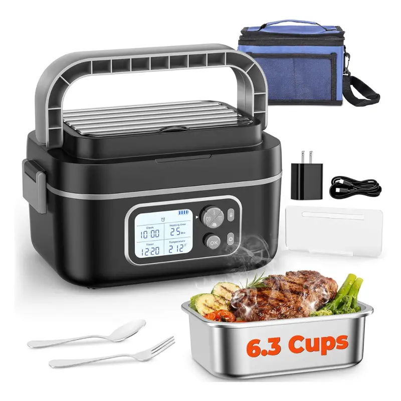 100W Cordless Electric Lunch Box With Scheduled Heating & Memory 1