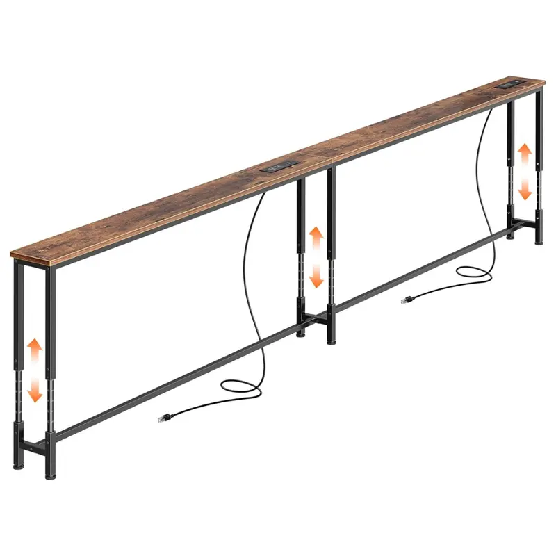 102.4" Height Adjustable Sofa Table With Power Outlets (Usb-C/A & Ac Ports) 1